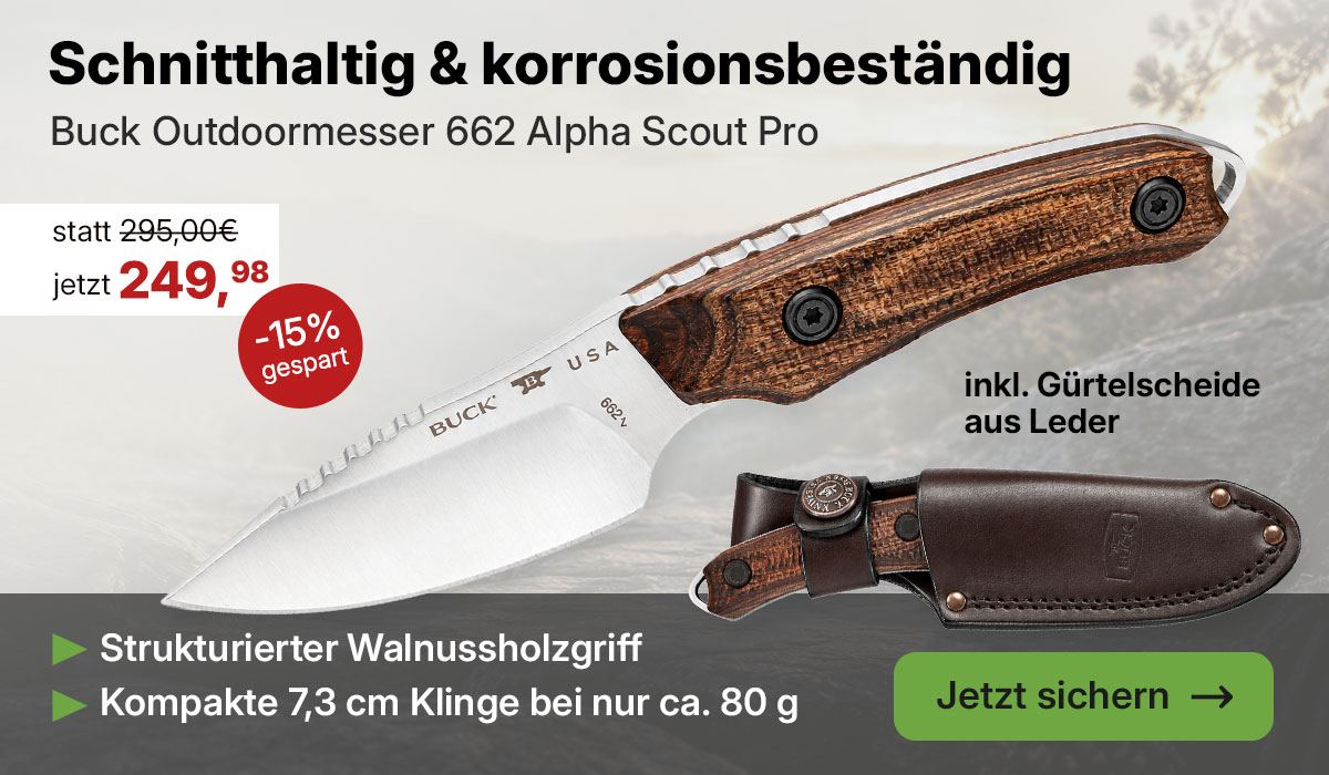 Buck 662 Alpha Scout Pro mit Walnussholzgriff und hoher Schnitthaltigkeit