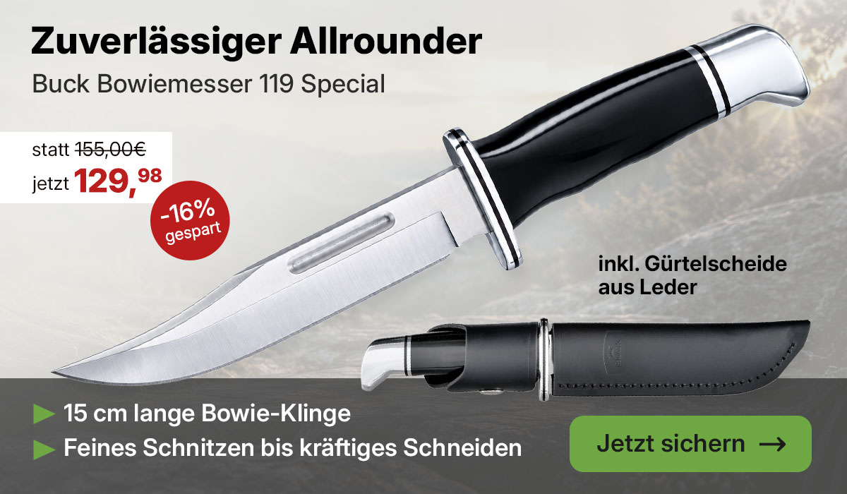 Buck Bowie 119 Special mit Lederetui für den Gürtel