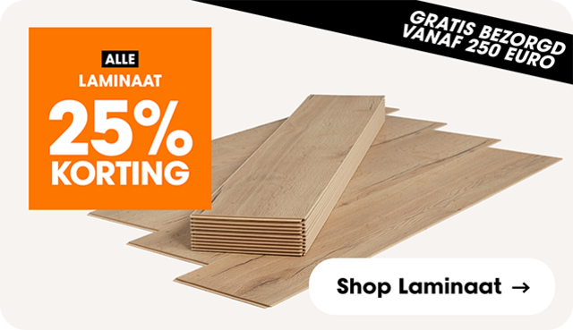 Alle laminaat 25% korting + gratis bezorgd vanaf 250 euro