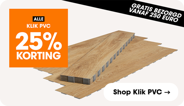 Alle klik PVC 25% korting + gratis bezorgd vanaf 250 euro 