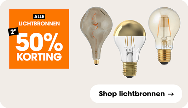 Alle lichtbronnen 2e 50% korting