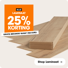 Alle laminaat 25% korting + gratis bezorgd vanaf 250 euro