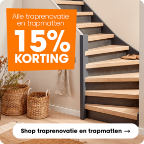 Alle op traprenovatie en trapmatten 15% korting