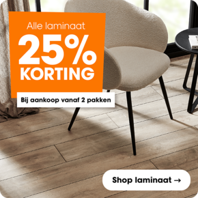 Alle laminaat 25% korting vanaf 2 pakken