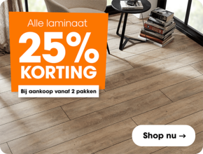 Alle laminaat 25% korting vanaf 2 pakken