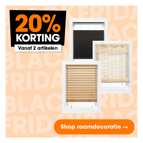 Alle raamdecoratie op maat gemaakt 20% korting vanaf 2 artikelen