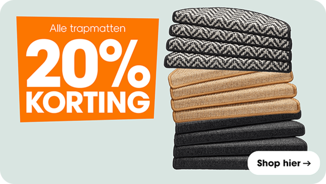 Copy in banner: Alle trapmatten 20% korting