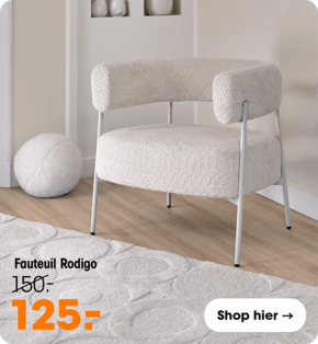 Fauteuil Rodigo van € 150,- naar € 125,-