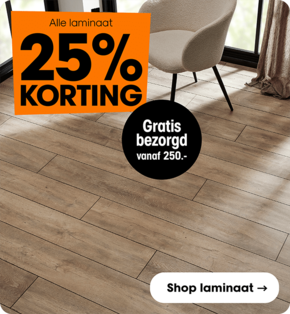 Alle laminaat 25% korting + gratis bezorgd vanaf € 250,-