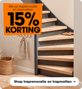 Alle op traprenovatie en trapmatten 15% korting