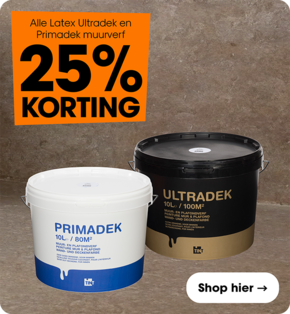 Alle Latex Ultradek en Primadek muurverf 25% korting