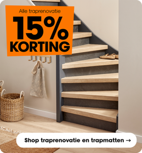 Alle op traprenovatie en trapmatten 15% korting