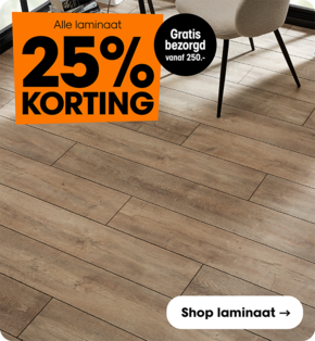 Alle laminaat 25% korting + gratis bezorgd vanaf € 250,-