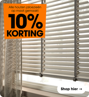 Alle houten jaloezien op maat gemaakt 10% korting