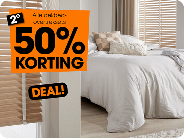 Alle dekbedovertreksets 2e 50% korting