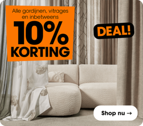 Alle gordijnen, vitrages en inbetweens 10% korting