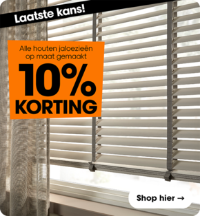 Laatste kans! Alle houten jaloezien op maat gemaakt 10% korting