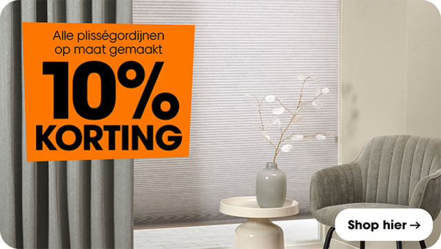 Alle plisségordijnen op maat gemaakt 10% korting