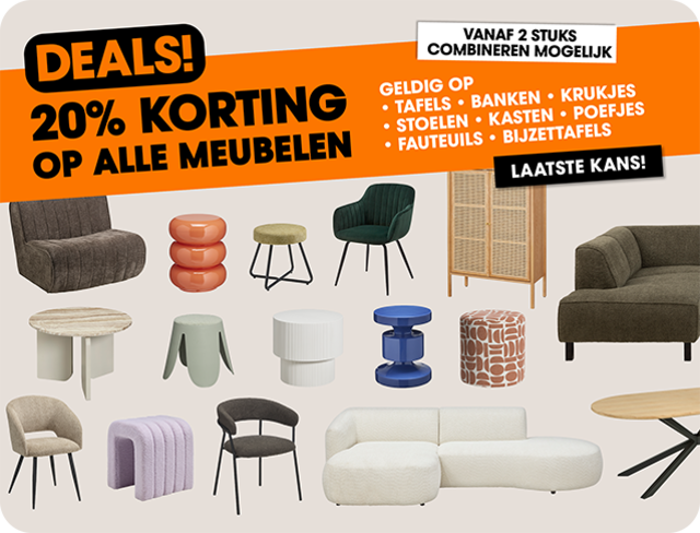 20% korting op alle meubelen