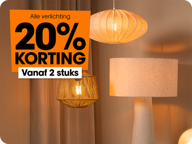 Alle verlichting 20% korting bij aankoop van 2 artikelen (combineren mogenlijk)