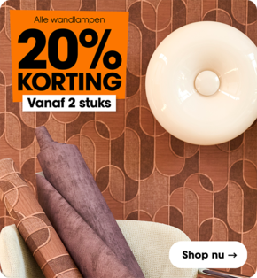 Alle wandlampen 20% korting bij aankoop van 2 artikelen (combineren mogenlijk)