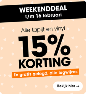 Alle tapijt en vinyl 15% korting