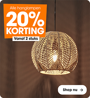 Alle hanglampen 20% korting bij aankoop van 2 artikelen (combineren mogelijk)