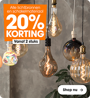 Alle lichtbronnen en schakelmateriaal 20% korting bij aankoop van 2 artikelen (combineren mogelijk)