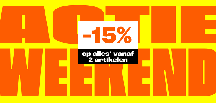 15% korting op alles vanaf 2 stuks