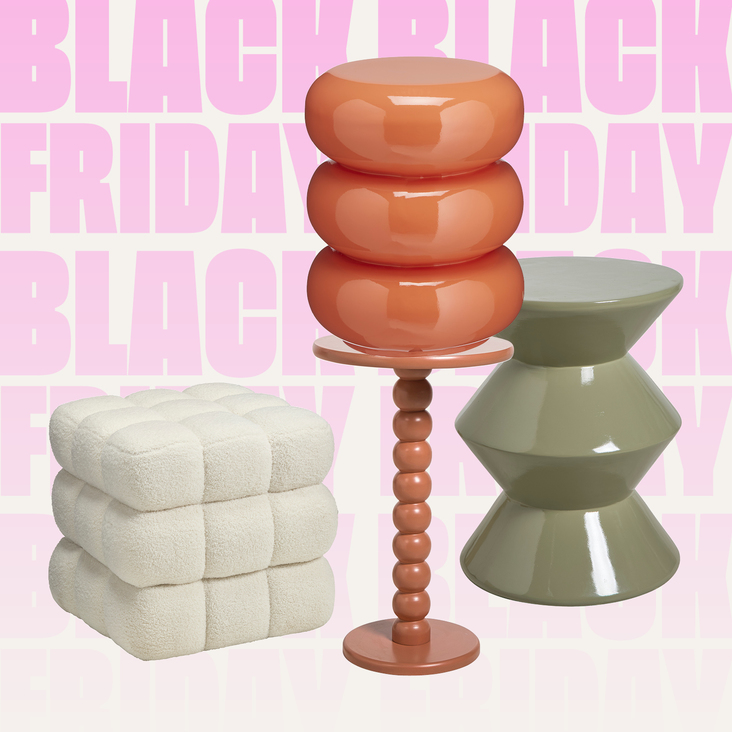 20% korting op alle bijzettafels, poefjes en krukjes