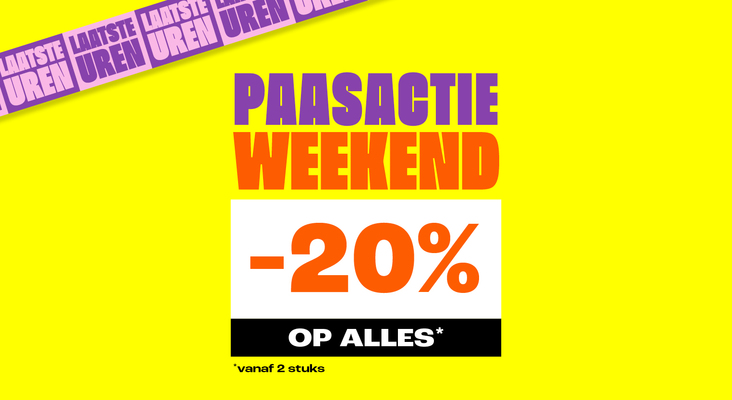 Laatste kans! 20% korting op alles vanaf 2 stuks