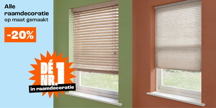 20% korting op alle raamdecoratie op maat gemaakt!