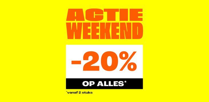 20% korting op alles vanaf 2 stuks