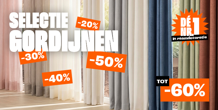 Tot 60% korting op geselecteerde gordijnen