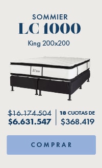 SOMMIER LC 1000 King 200x200 $16.174.504 $6.631.547 18 CUOTAS DE $368.419 COMPRAR