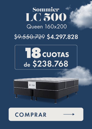 Sommier LC 500 Queen 160x200 $4.297.828 18 CUOTAS de $238.768 COMPRAR