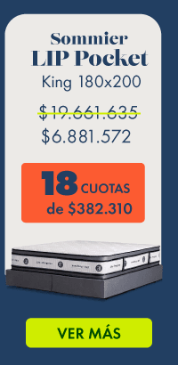 Sommier LIP Pocket King 180x200 $19.661.635 $6.881.572 18 CUOTAS de $382.310 VER MÁS
