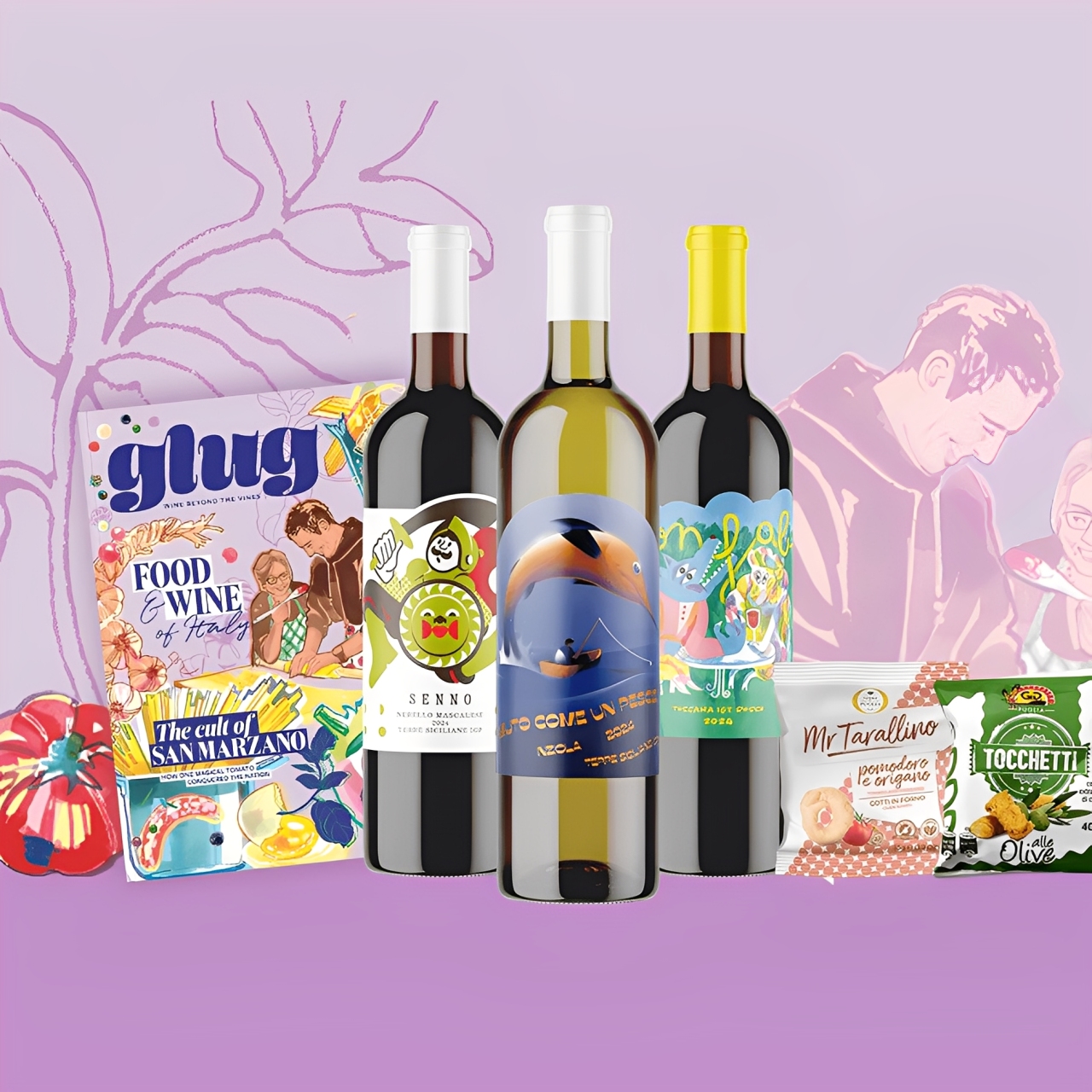 Free Wine Case, Snacks & Magazine