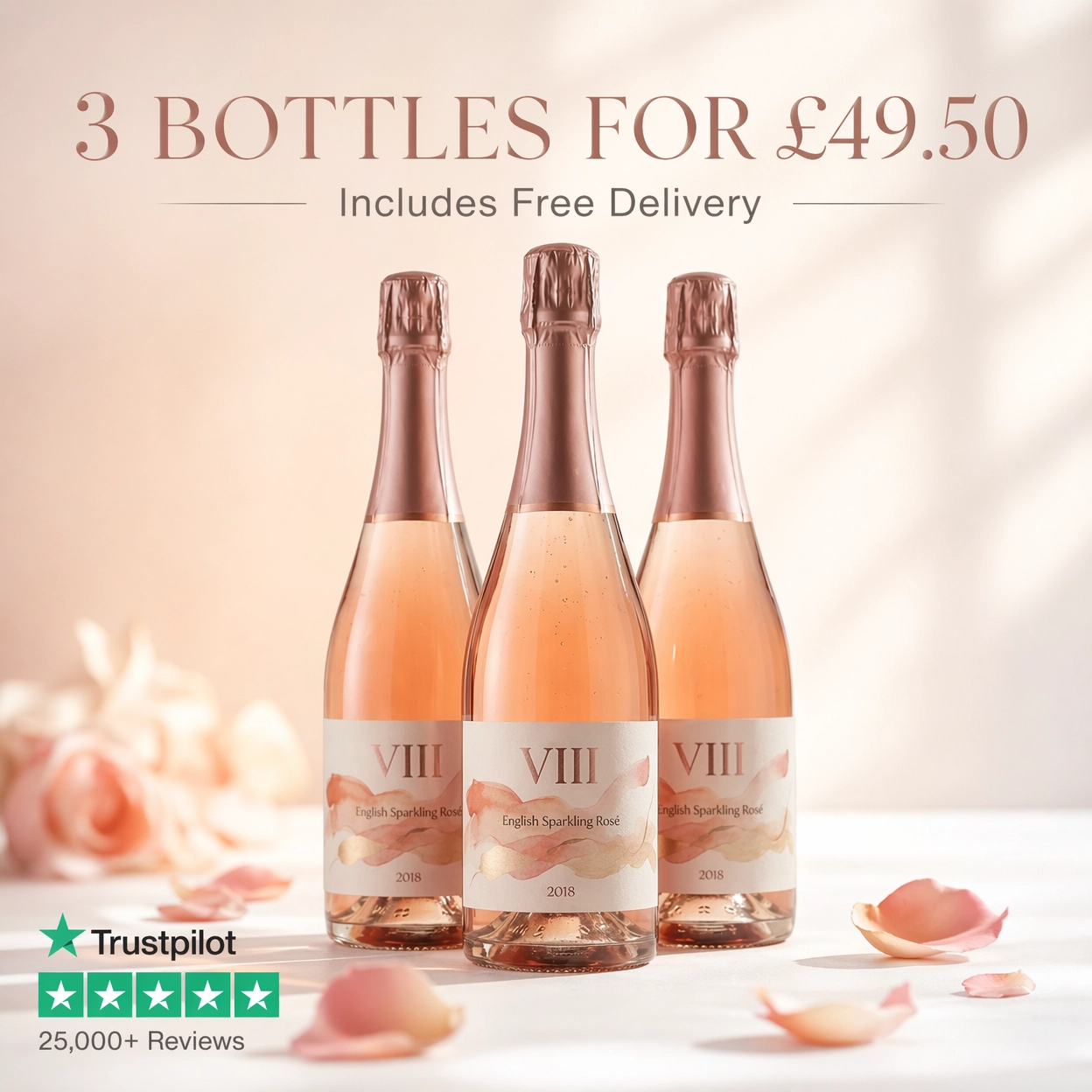 Exclusive: 3 Bottles Of English Sparkling Rose - Only £49.50