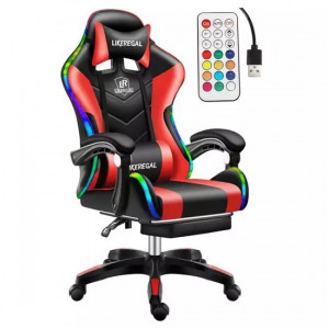 Likeregal 920 LED masszázs gamer szék lábtartóval kék/piros/zöld