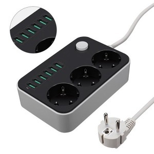 6x USB elosztó 3 db konnektor foglalattal / hosszabbító