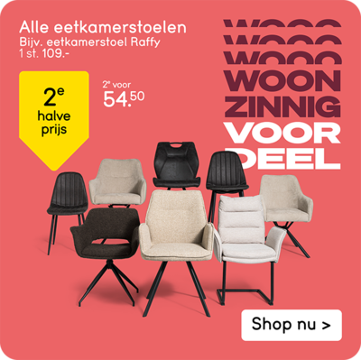 alle eetkamerstoelen 2e halve prijs