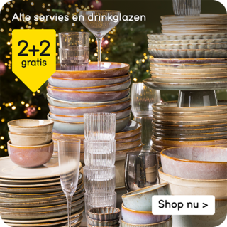 servies en drinkglazen 2+2 gratis