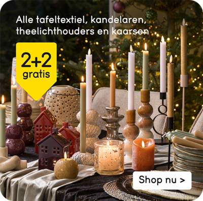 tafeltextiel en kandelaren 2+2 gratis