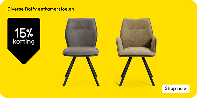 Diverse Raffy eetkamerstoelen 15% korting