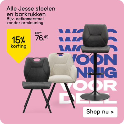 Alle Jesse stoelen en barkrukken 15% korting