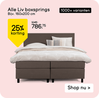 Alle Liv boxsprings 25% korting