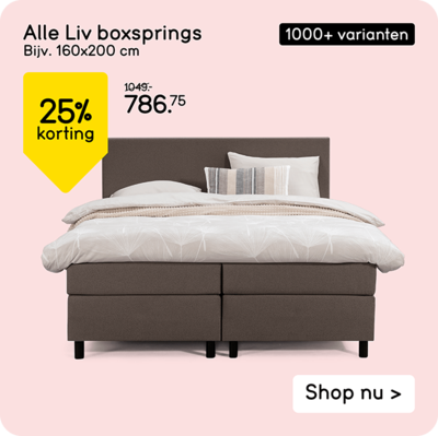 Alle Liv boxsprings 25% korting