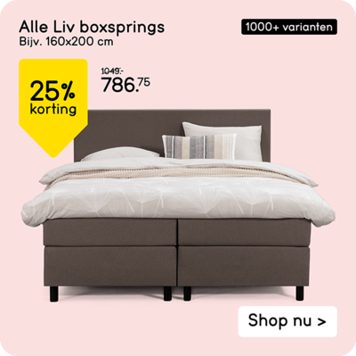 Alle Liv boxsprings 25% korting