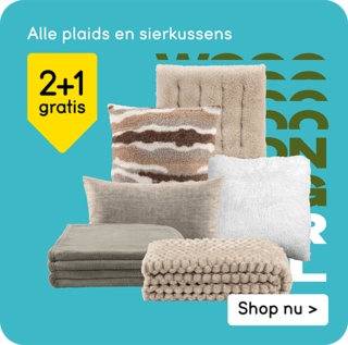 Alle plaids en sierkussens 2+1 gratis